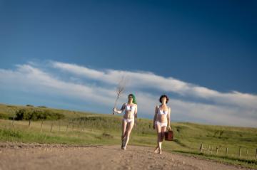 Two women with white underwears